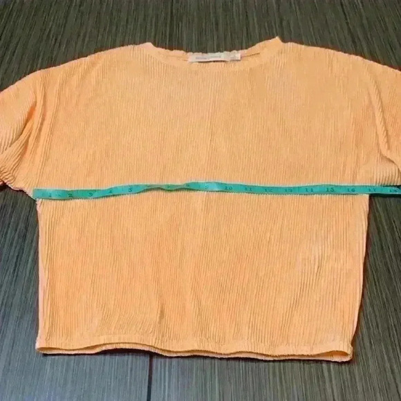 Bishop + Young Orange Crew Neck Ribbed Short Sleeve Pullover Crop Top Size S - Picture 3 of 8
